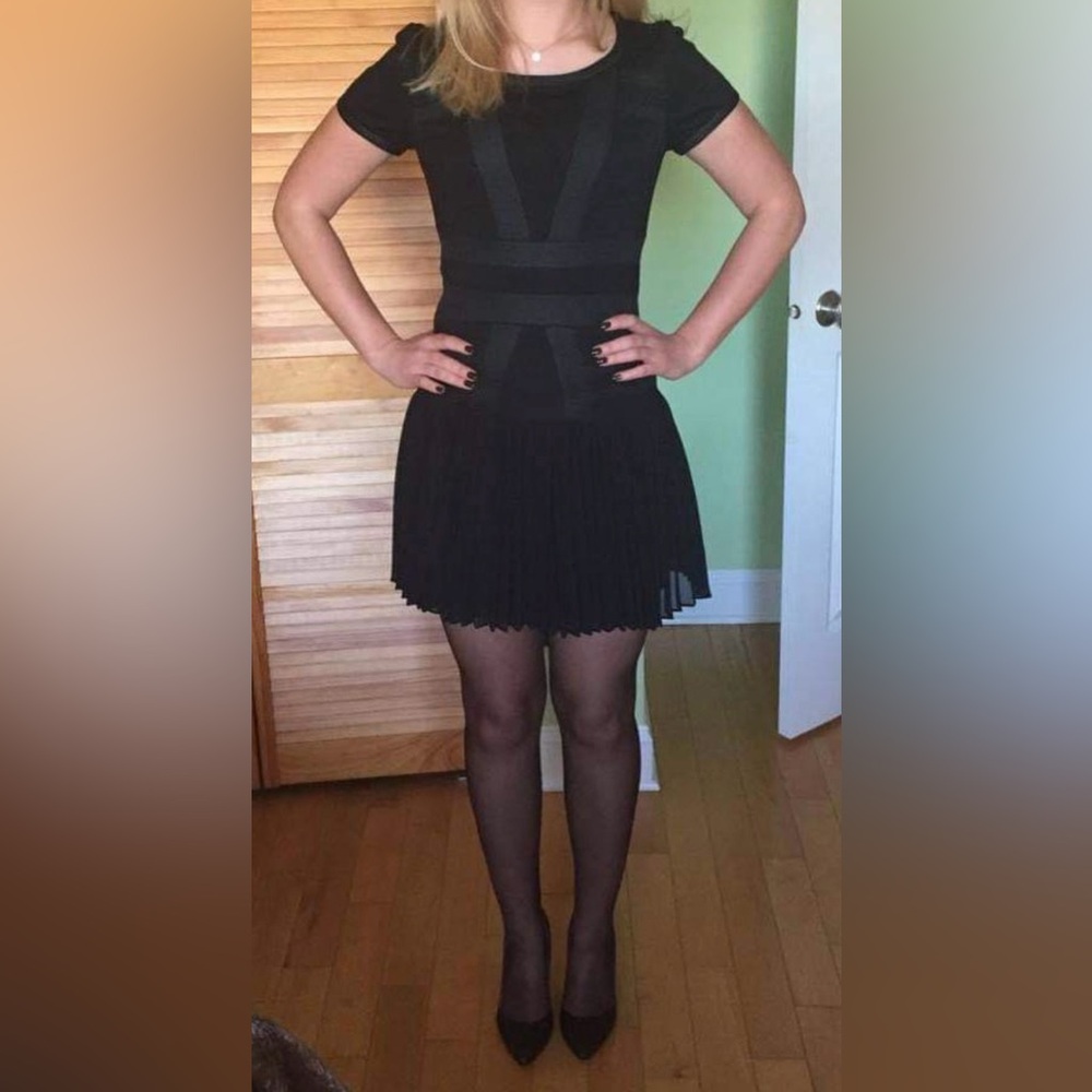 Marciano Black Textured Midi Dress